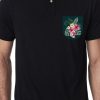 Men Styched Fashion | Black Premium Polo T-Shirt With Tropical Grunge Graphics On Pocket Printed