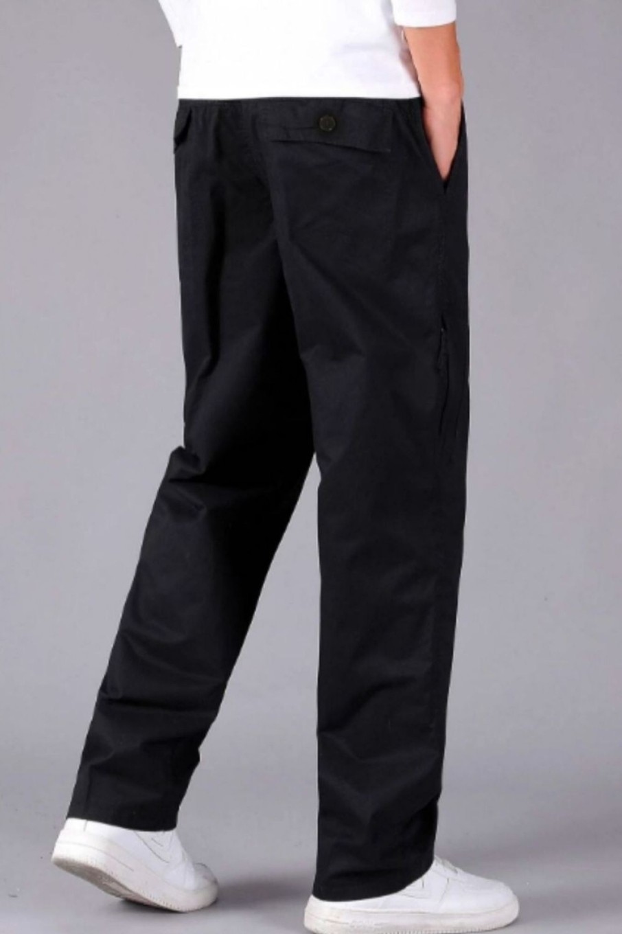 Men Styched Fashion | Black Solid Slant Pocket Trousers