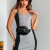 Women Styched Fashion | Black Colorblocked Cami Dress