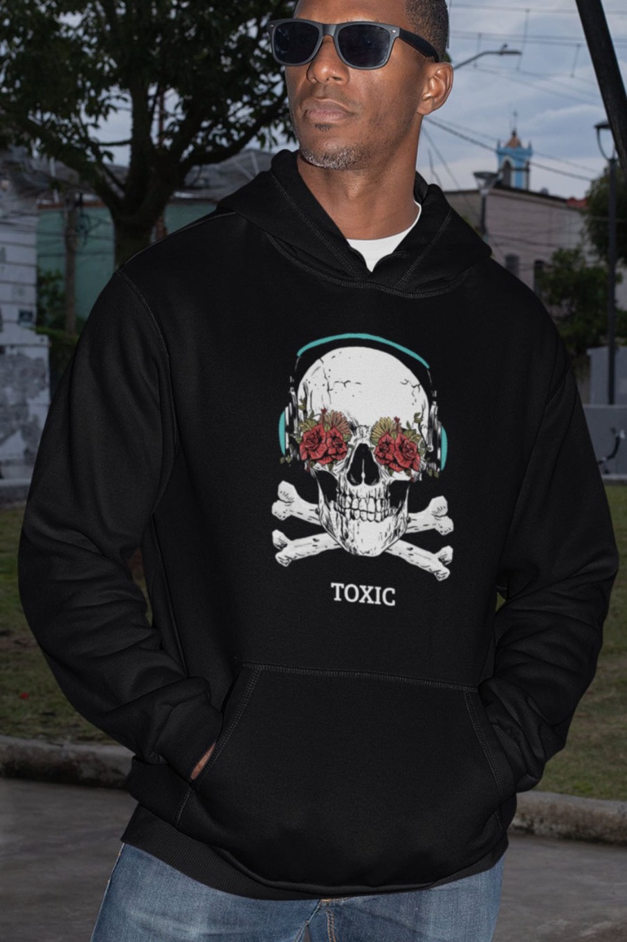 Men Styched Fashion | Toxic Skull Premium Non Zipper Black Hoodie