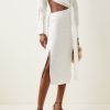 Women Styched Fashion | Subtle White Cutout Shirt Dress