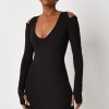 Women Styched Fashion | Off Shoulder With A Strap Black Mini Dress