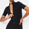 Women Styched Fashion | Black Mock Neck Mini Dress