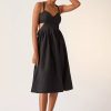 Women Styched Fashion | Lowry Black Bow-Back Midi Dress