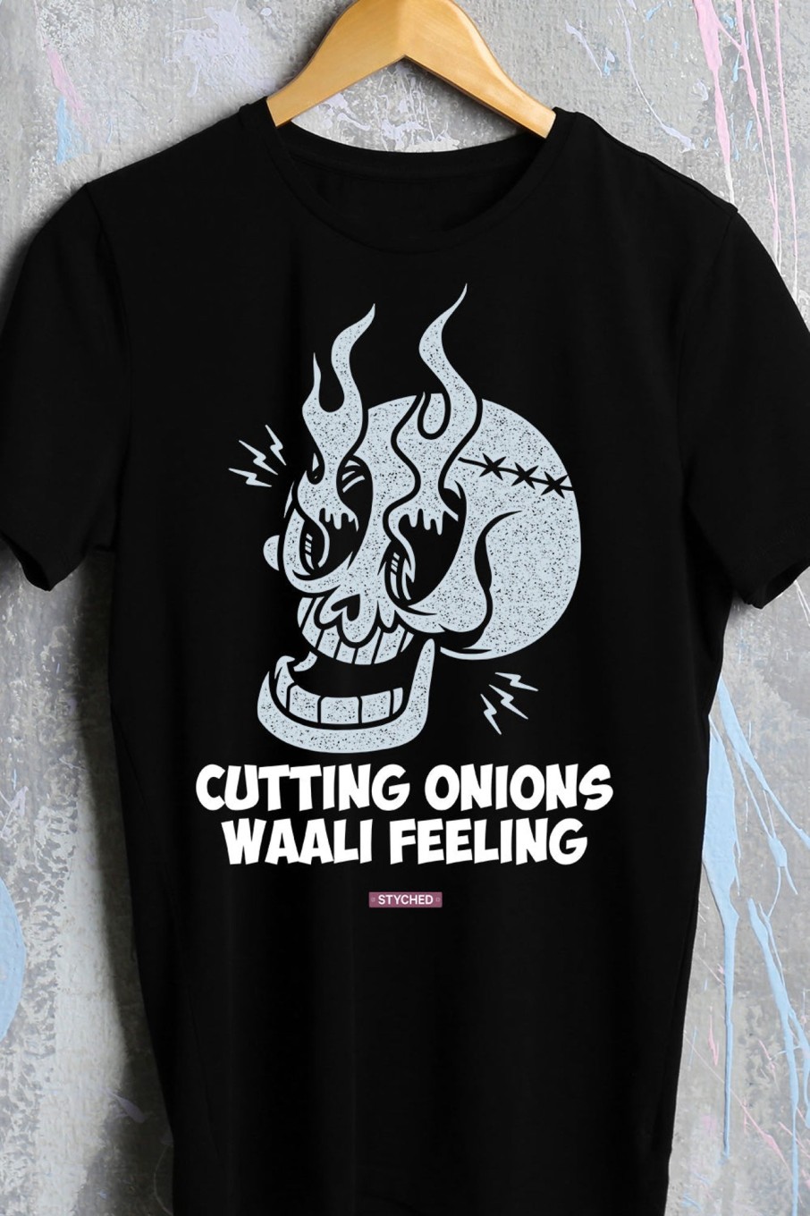 Men Styched Fashion | Cutting Onions Waali Feeling - Printed Graphic Tshirt