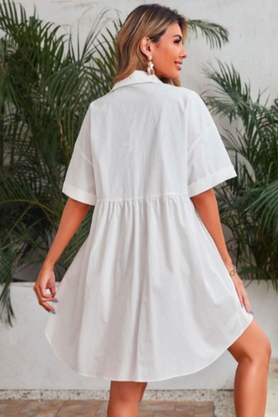 Women Styched Fashion | Asymmetrical Button Down Shirt Dress