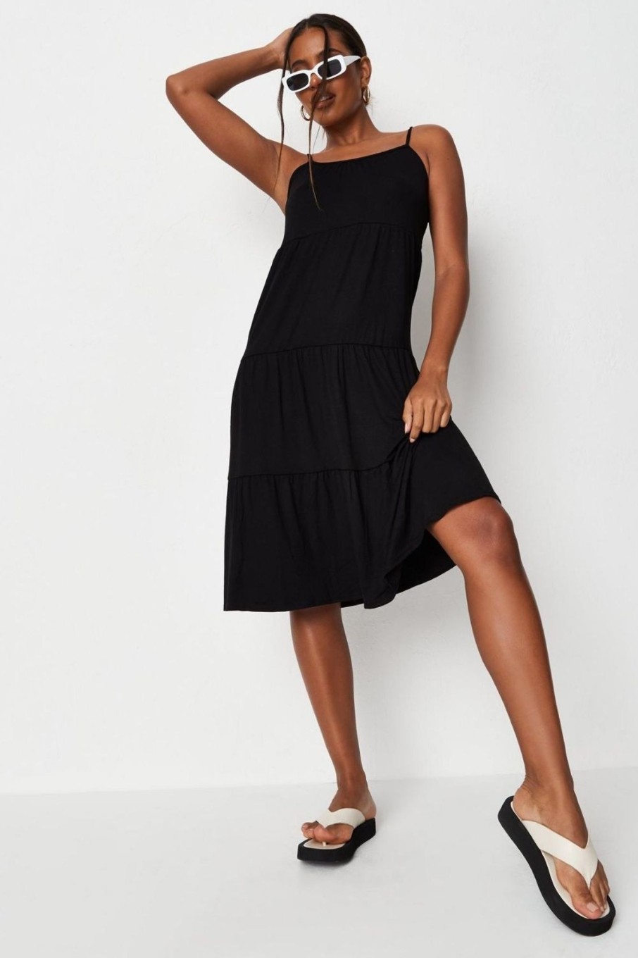 Women Styched Fashion | Black Solid Midi Dress