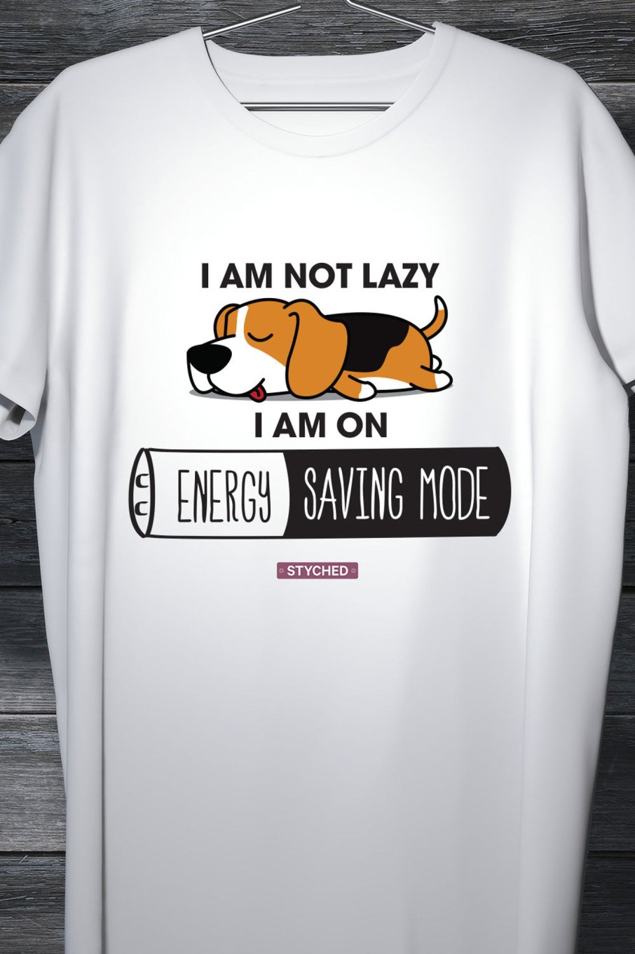 Men Styched Fashion | I Am Not Lazy, I Am On Energy Saving Mode White Graphic Tee