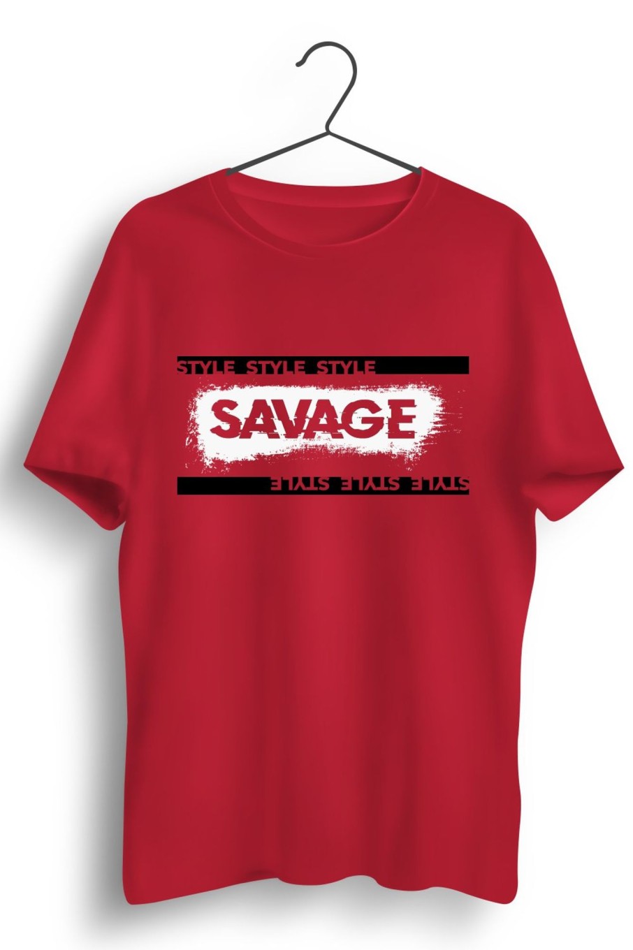 Men Styched | Savage Style Graphic Printed Red Tshirt