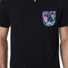 Men Styched Fashion | Black Premium Polo T-Shirt With Tropical Savannah Graphics On Pocket Printed