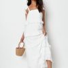 Women Styched Fashion | White Cami Ruffled Tiered Maxi Dress