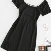 Women Styched Fashion | Contrast Binding Cut Out Tee Dress