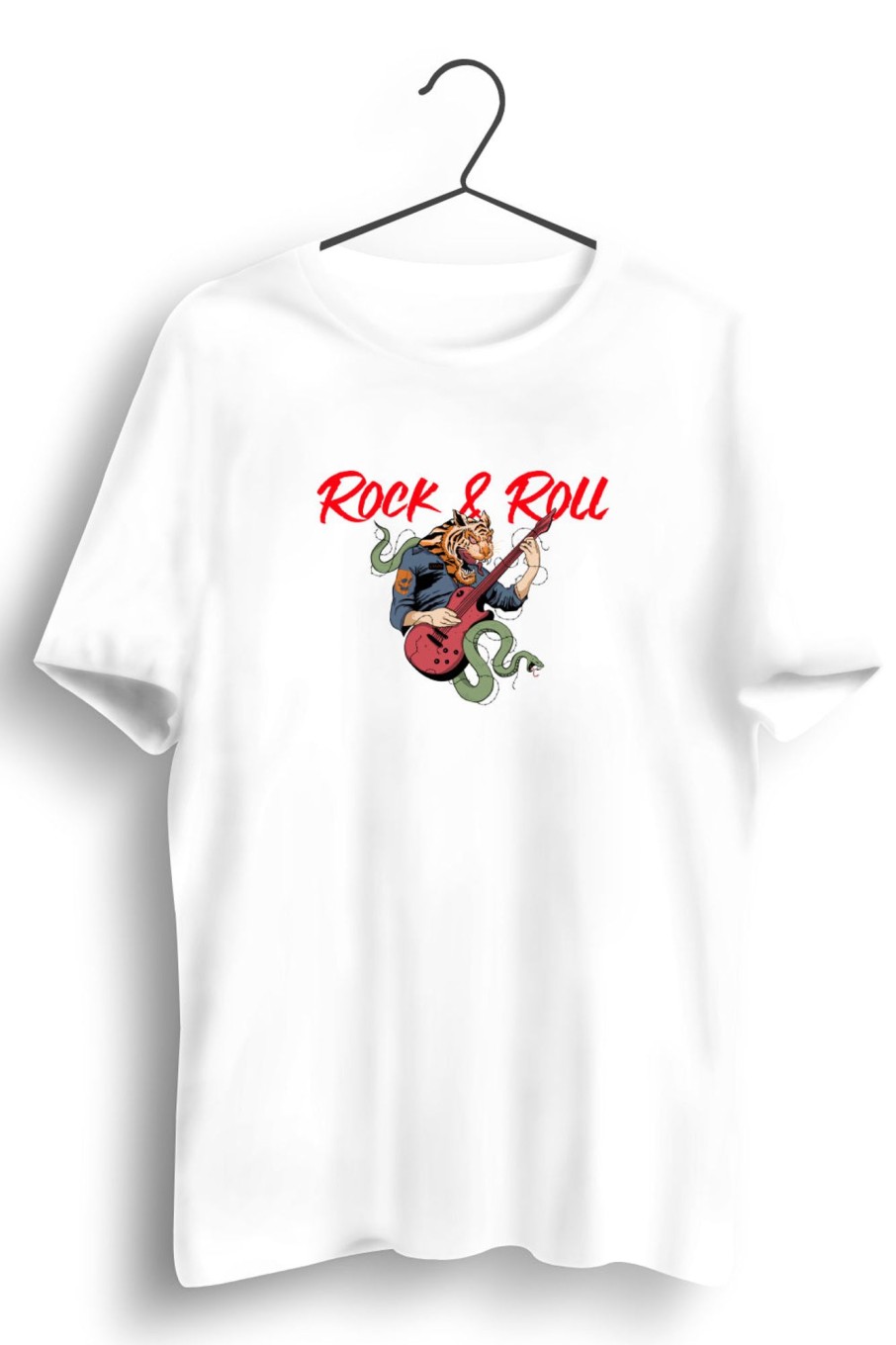 Men Styched | Rock And Roll Graphic Printed White Tshirt