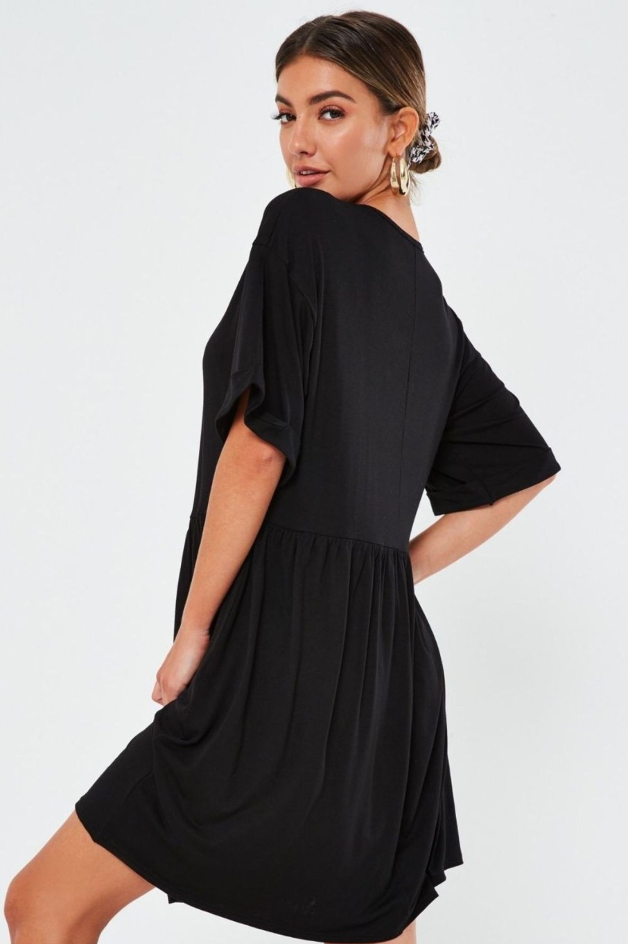 Women Styched Fashion | Black Knee Length Flare Dress