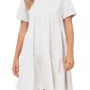 Women Styched Fashion | Not Regular White Short Sleeve Dress