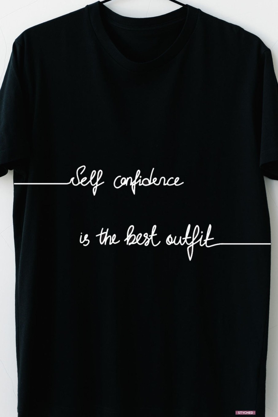 Men Styched Fashion | Self Confidence Is The Best Outfit - Black Casual Tshirt