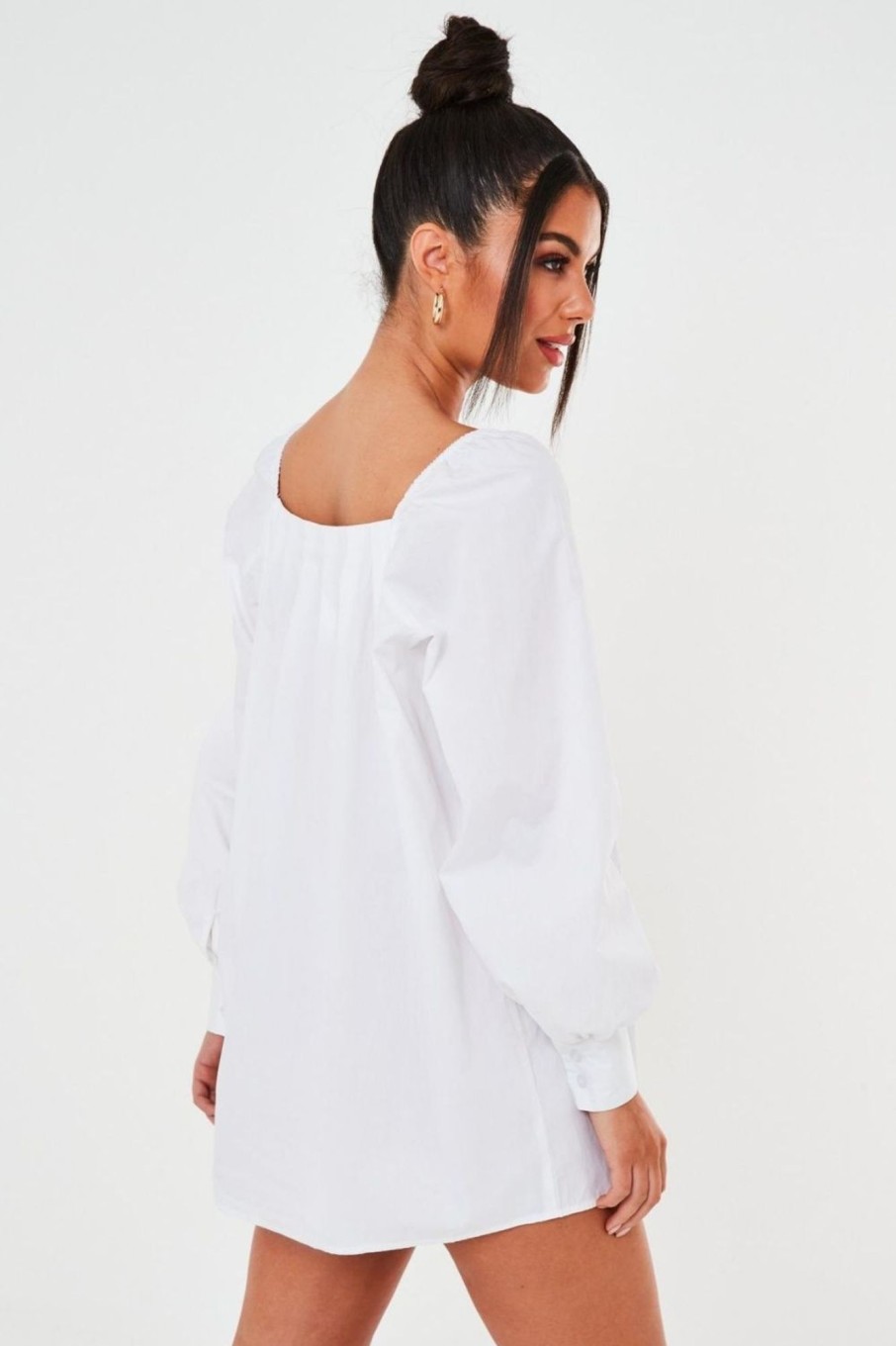 Women Styched Fashion | White Square Neck Mini Dress