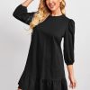 Women Styched Fashion | Ruffle Hem Dress Black