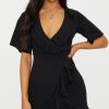 Women Styched Fashion | Frill Hem Plunge Neck Dress