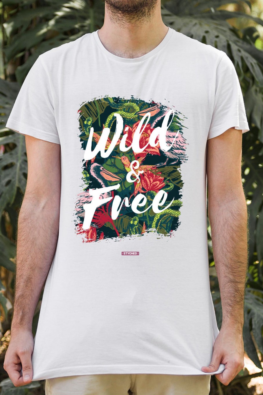 Men Styched Fashion | Wild And Free Graphic T-Shirt White Color