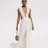 Women Styched Fashion | White Cotton V Neck Slit Dress