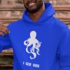 Men Styched Fashion | I Sea You Premium Non Zipper Blue Hoodie