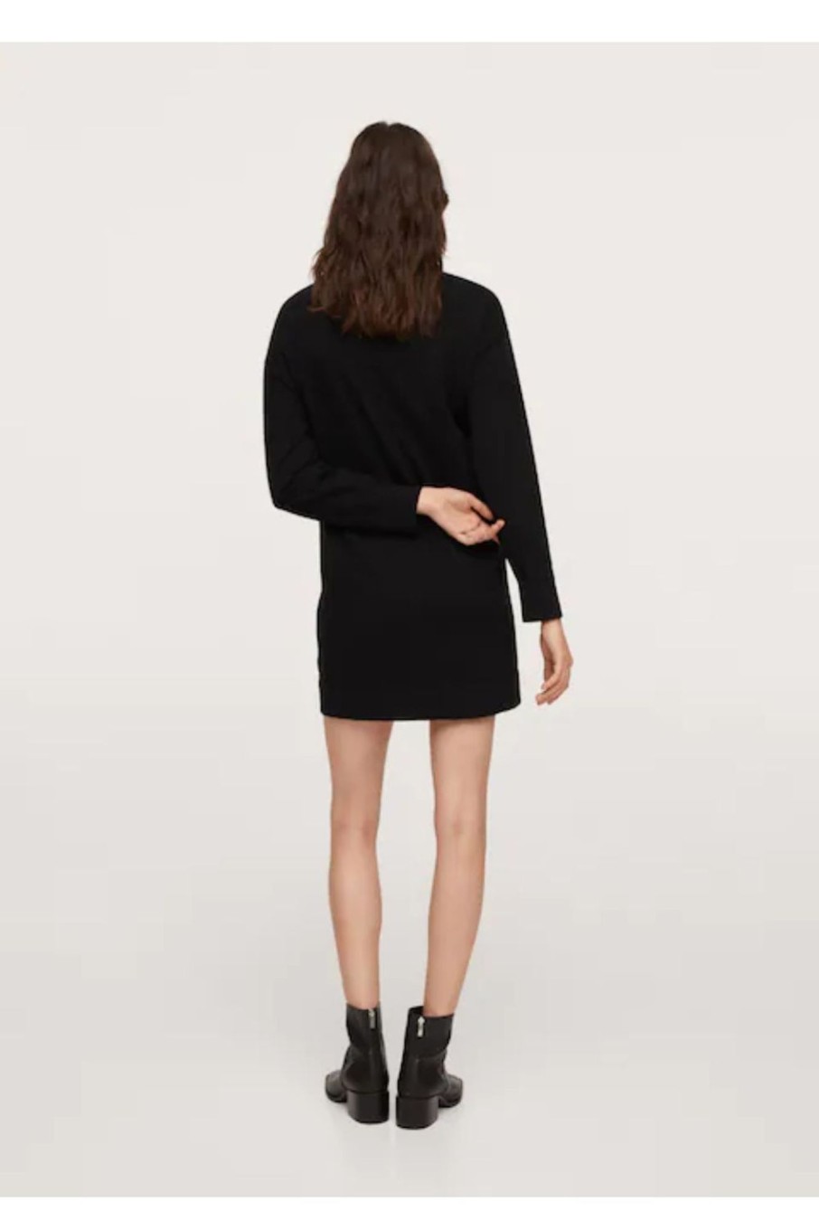 Women Styched Fashion | Black Zipper Neck Dress