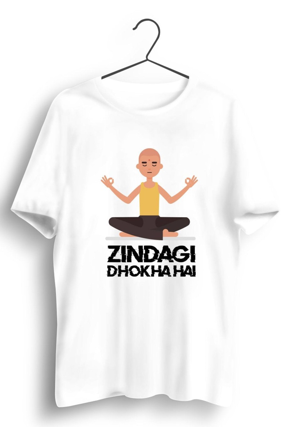 Men Styched | Zindagi Dhoka Hai Graphic Printed White Tshirt