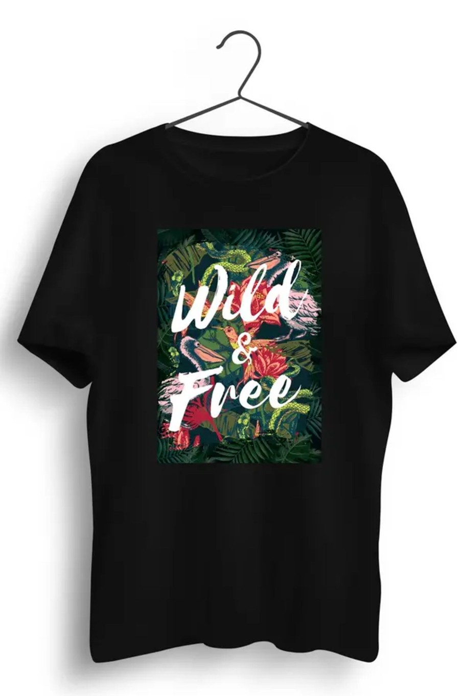 Men Styched Fashion | Wild And Free Graphic T-Shirt Black Color