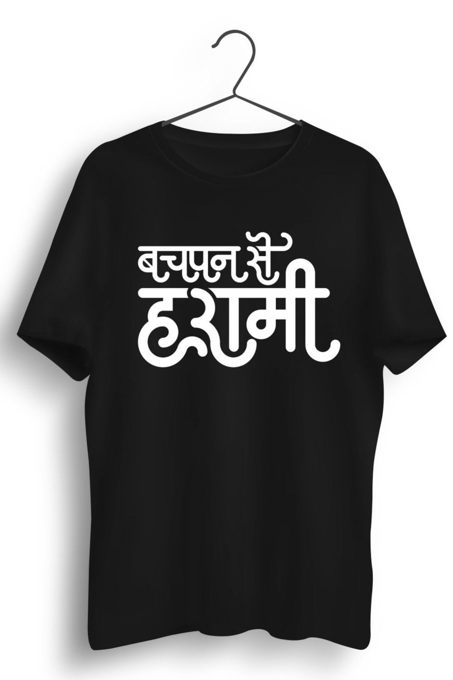 Men Styched | Bachpan Se Harami Graphic Printed Black Tshirt