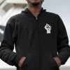 Men Styched Fashion | Raised Fist Premium Zipper Black Hoodie