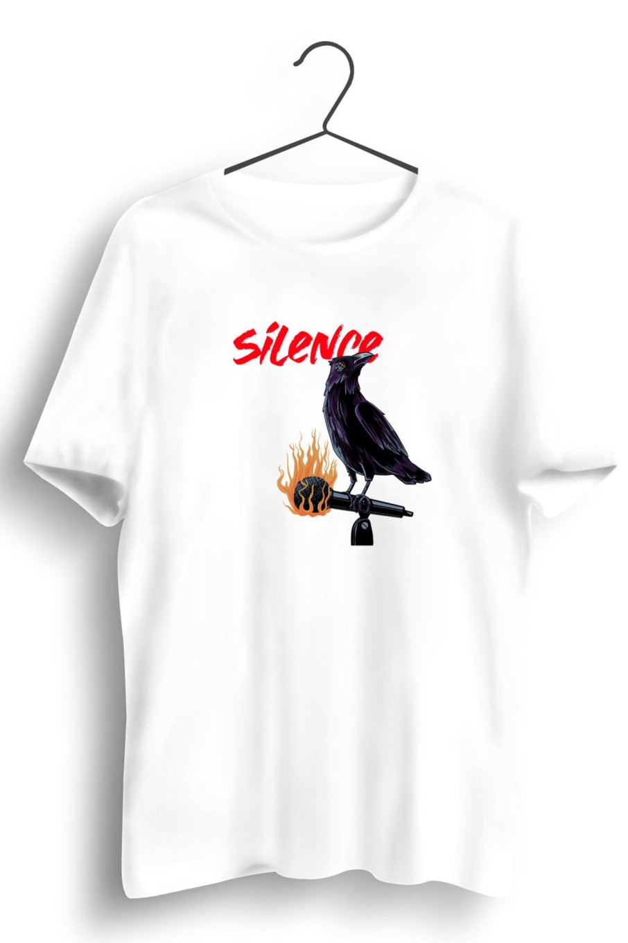 Men Styched | Silence Graphic Printed White Tshirt