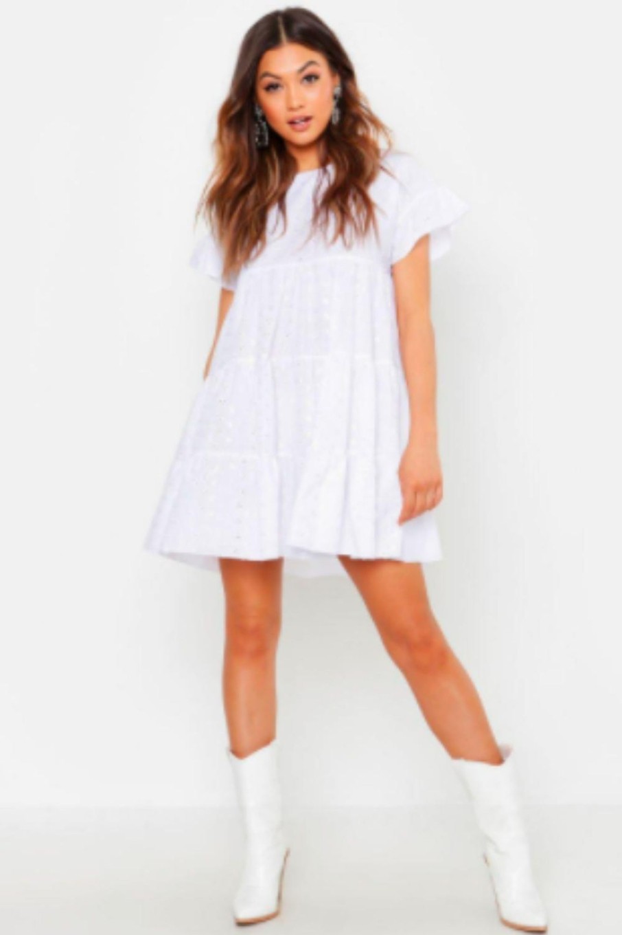 Women Styched Fashion | Ruffled White Mini Dress