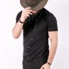 Men Styched Fashion | Asymmetric Black Fitted Long T-Shirt