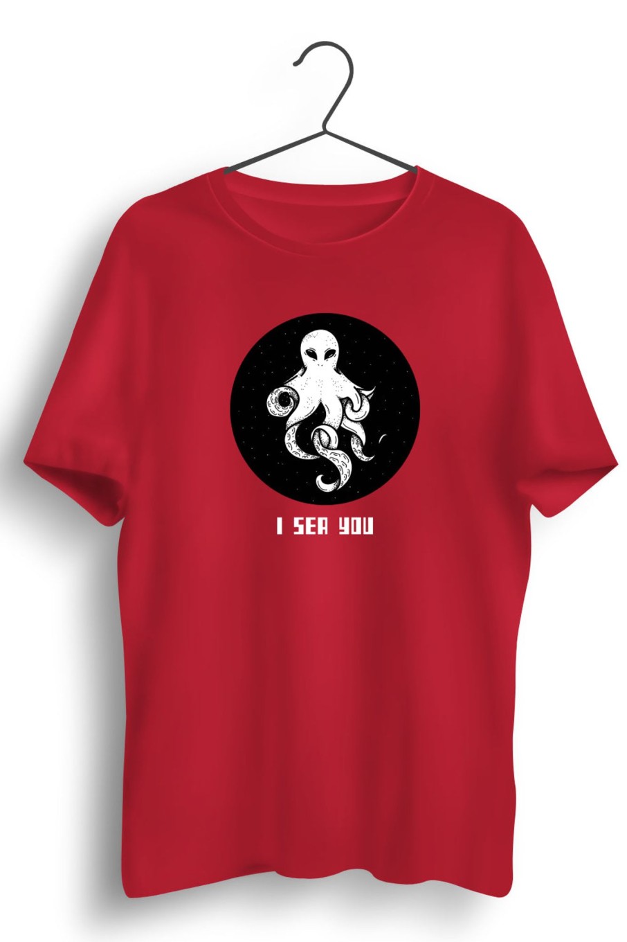 Men Styched | I Sea You Graphic Printed Red Tshirt