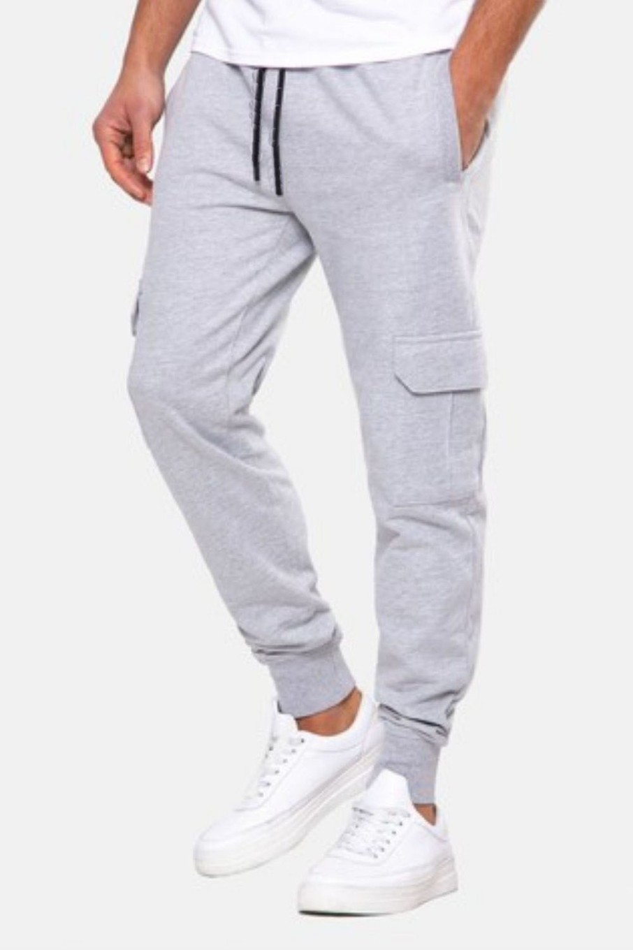 Men Styched Fashion | Black Drawstring Grey Trousers