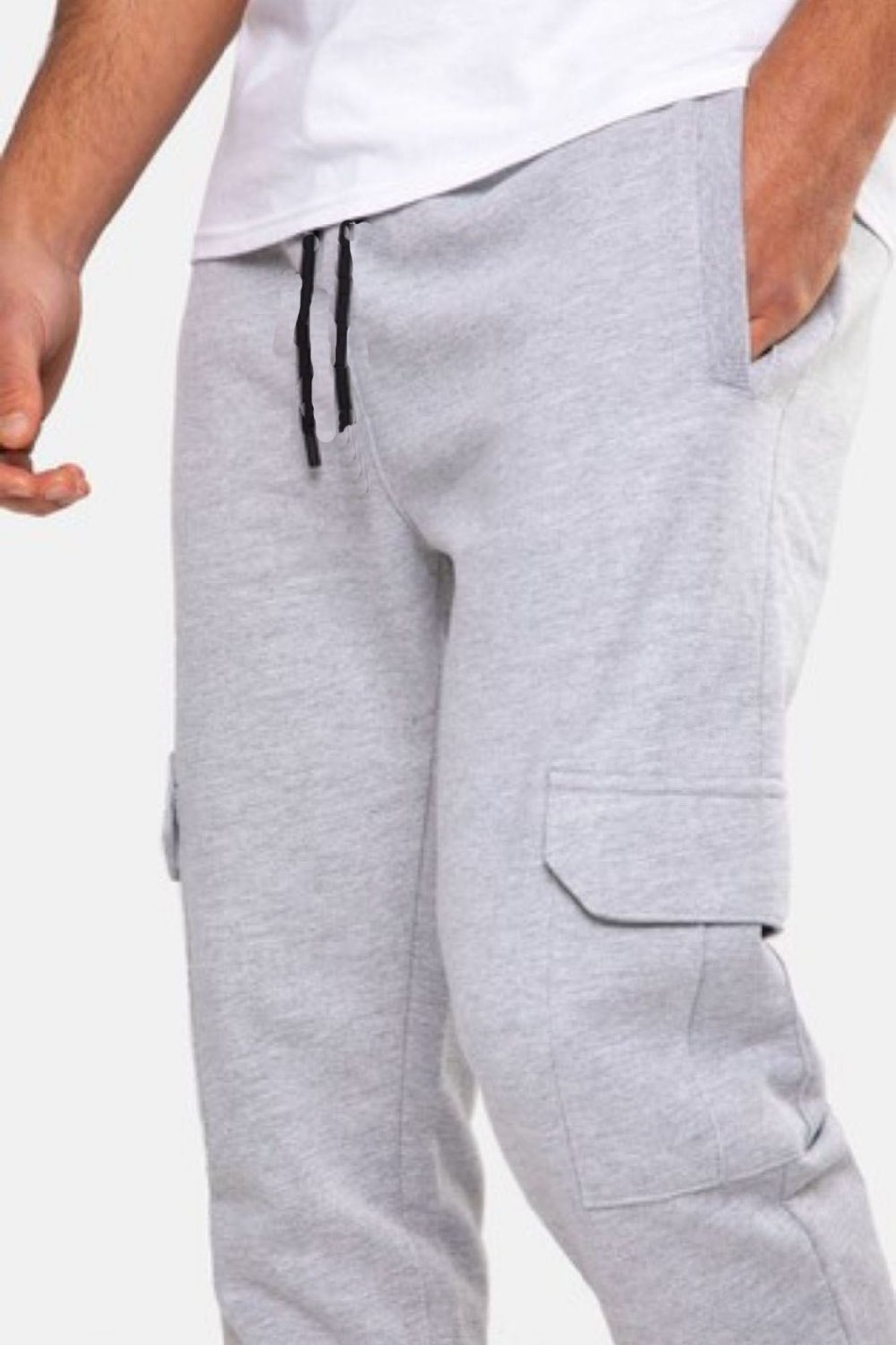 Men Styched Fashion | Black Drawstring Grey Trousers