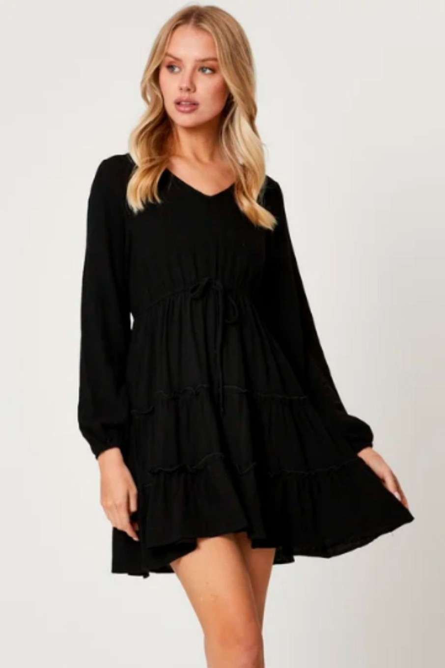 Women Styched Fashion | Tie Waist Ruffle Skater Dress