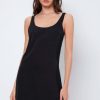 Women Styched Fashion | Scoop Neck Black Satin Dress