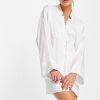 Women Styched Fashion | Oversized Shirt Dress With Ruched Front