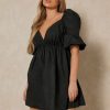 Women Styched Fashion | Milkmaid Black Flared Dress