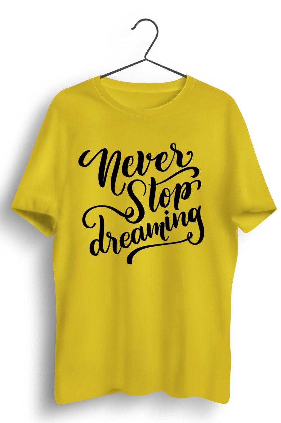 Men Styched | Never Stop Dreaming Graphic Printed Yellow Tshirt