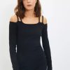 Women Styched Fashion | Is It True Cold Shoulder Dress Black