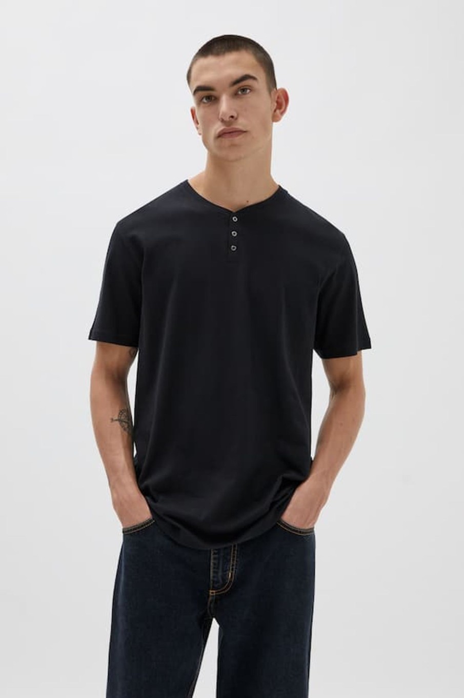 Men Styched Fashion | Short Sleeve Button-Neck T-Shirt