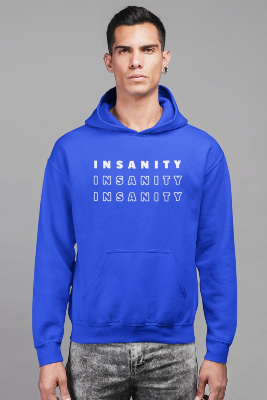 Men Styched Fashion | Insanity Premium Non Zipper Blue Hoodie