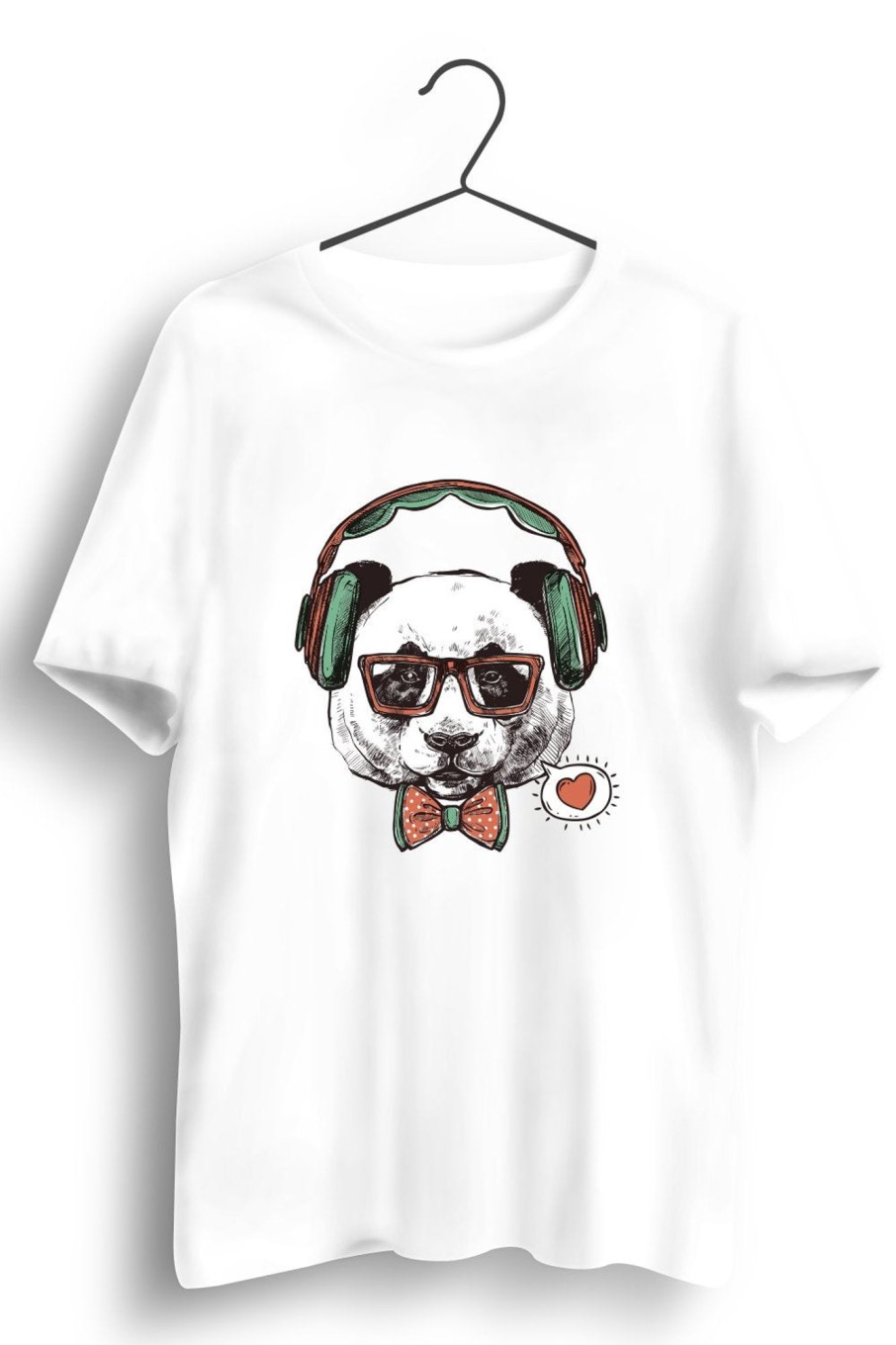 Men Styched | Music Bear Graphic Printed White Tshirt