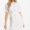 Women Styched Fashion | T-Shirt Midi Dress With Belted Waist In White