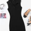 Women Styched Fashion | Rib-Knit Bodycon Dress