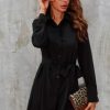 Women Styched Fashion | Button Down Shirt Dress Black