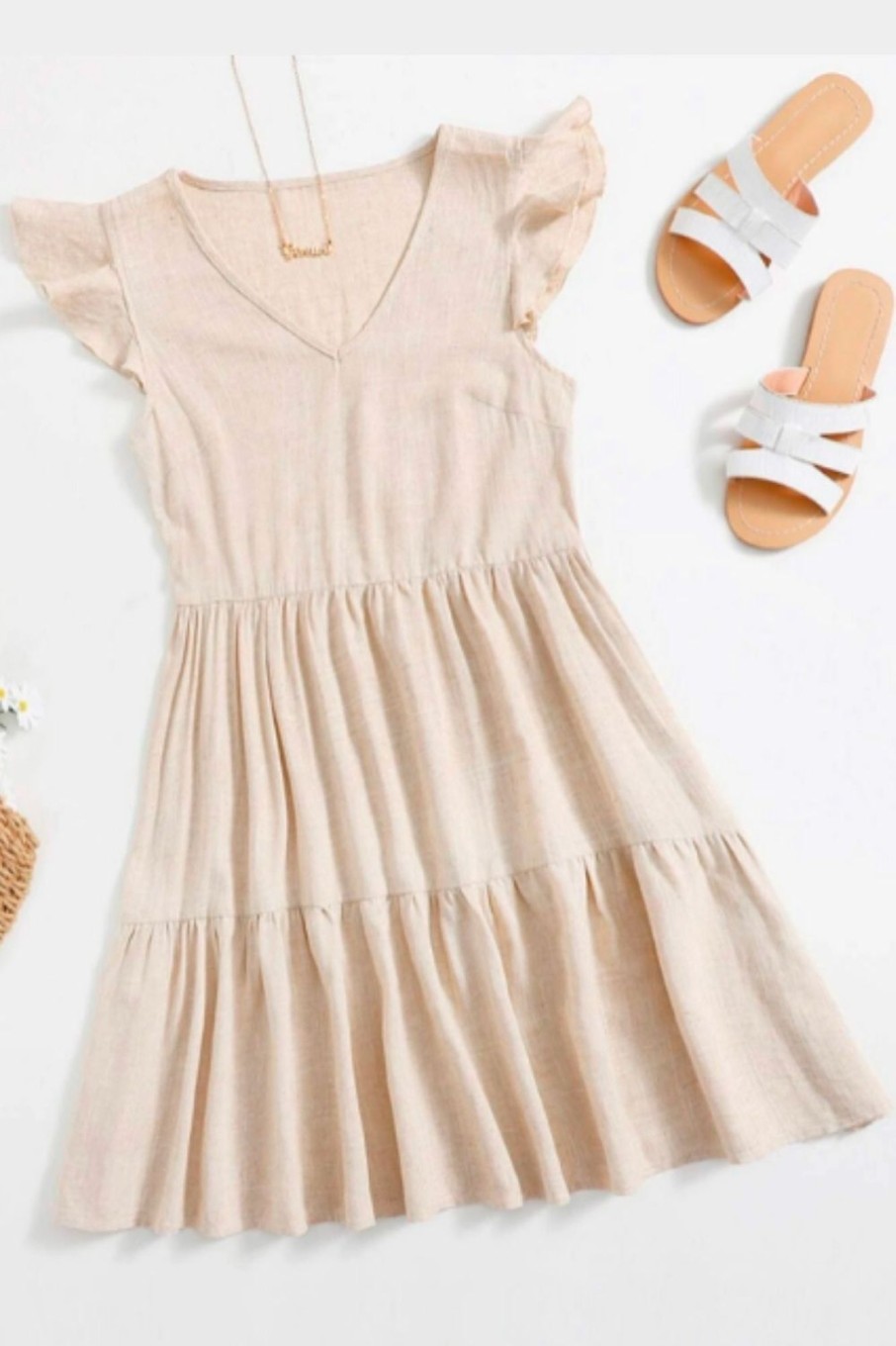 Women Styched Fashion | V Neck Ruffle Dress